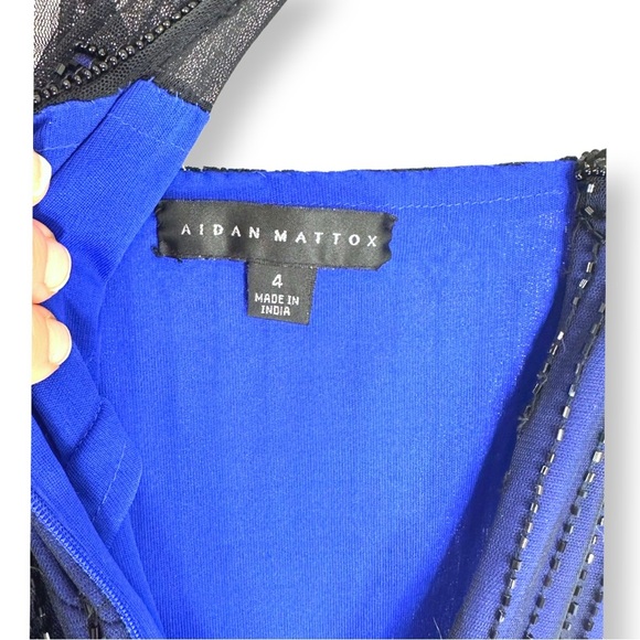 [ AIDEN MATTOX ] Flapper Inspired Royal Blue and Black Beaded Cocktail Dress : 4 - Picture 4 of 7